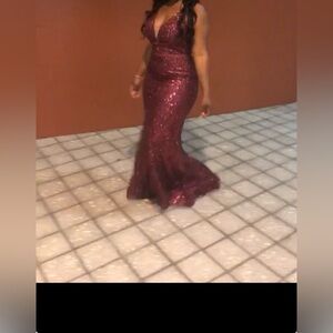 Sparkling Burgundy Sequin Gown